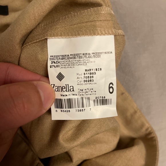 Zanella Straight Leg Dress Pants Flat Front Beige - Picture 6 of 8